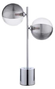 Dar Lighting Spiral 2 Light Table Lamp In Chrome With Smoked And Clear Ribbed Glass