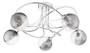 Dar Lighting Onawa 5 Light Semi Flush Ceiling Light In Polished Chrome With Ribbed Glass