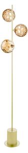 Dar Lighting Spiral 3 Light Floor Lamp In Matt Gold With Champagne Dimpled Glass