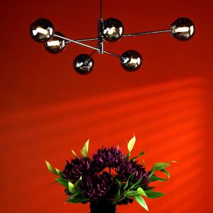 Dar Lighting Vignette 6 Light Ceiling Pendant Light In Polished Chrome With Smoked Glass