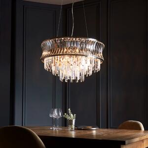 Crystal 9 Light Ceiling Pendant Light With Concave Glass In Bright Nickel Finish