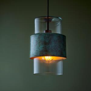 Artisan Ceiling Pendant Light In Verdigris Bronze Finish With Clear Glass