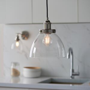Nostalgia Ceiling Pendant Light In Bright Nickel Finish With Clear Glass Shade