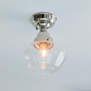 Timeless Semi Flush Ceiling Light In Bright Nickel Finish With Clear Glass Shade