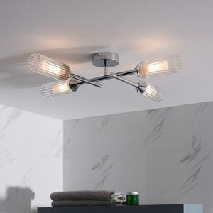 Graphic Bathroom 4 Light Semi Flush Ceiling Light In Chrome With Double Glass Shades IP44