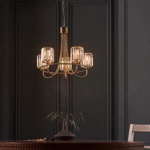 Endon 107802 Berenice 5 Light Ceiling Pendant Light In Antique Brass With Cut Glass Shades