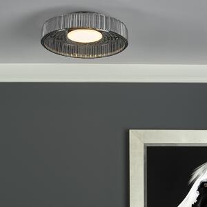 Dar Lighting Leena Flush Ceiling Light In Satin Black With Smoked Ribbed Glass LED LEE5222