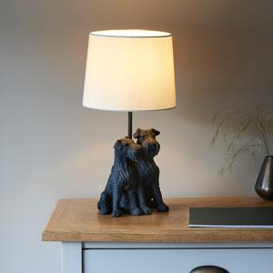 Endon 106794 Westie Table Lamp In Matt Black Finish with Natural Linen Shade