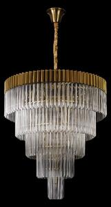 Prestige Metro Grand Tiered Ceiling Pendant Light In Brass With Clear Sculptured Glass 96cm
