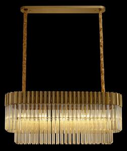 Prestige Metro Rectangular Ceiling Pendant Light In Brass With Clear Sculptured Glass 100cm