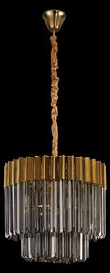 Prestige Metro Medium Ceiling Pendant Light In Bass With Smoke Sculptured Glass 45cm