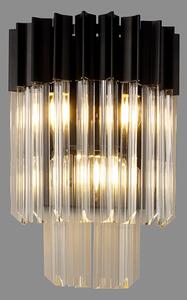 Prestige Metro Stunning Wall Light In Matt Black With Clear Sculptured Glass