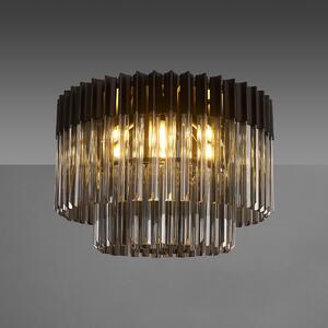 Prestige Metro Smoked Sculptured Flush Ceiling Light In Matt Black Finish 60cm