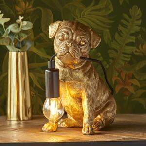 Endon 107324 Pug Puppy Table Lamp In Vintage Gold And Matt Black Finish
