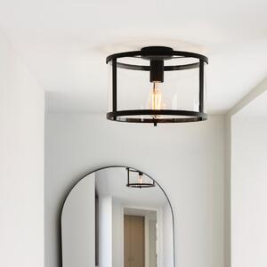Endon 101540 Hopton Flush Ceiling Light In Matt Black Finish With Clear Glass