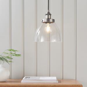Endon 91738 Hansen Ceiling Pendant Light In Brushed Silver With Clear Glass