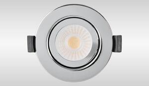 Oslo Dimmable Colour Changing Tilted LED Downlight In Chrome Finish IP65
