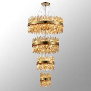 Hampton 4 Tier Ceiling Pendant Light In Brass Finish With Amber Glass 25+40+60+80cm