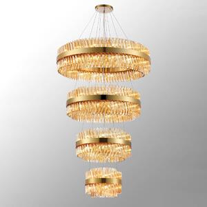 Hampton 4 Tier Ceiling Pendant Light In Brass Finish With Amber Glass 40+60+80+100cm