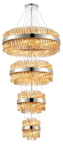 Hampton 4 Tier Ceiling Pendant Light In Polished Nickel Finish With Amber Glass 25+40+60+80cm