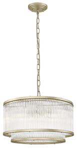 Impex Antigua 5 Light Tiered Ceiling Pendant Light In Matt Gold Finish