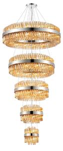 Hampton 5 Tier Ceiling Pendant Light In Polished Nickel With Amber Glass 25+40+60+80+100cm