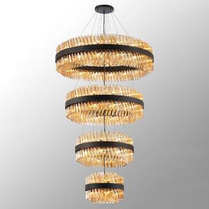 Hampton 4 Tier Ceiling Pendant Light In Satin Black Finish With Amber Glass 40+60+80+100cm