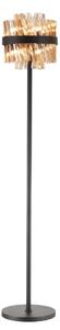Hampton 8 Light Floor Lamp In Satin Black Finish With Amber Glass