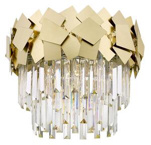 Impex Celine 5 Light Crystal Semi Flush Ceiling Light In Matt Gold Finish