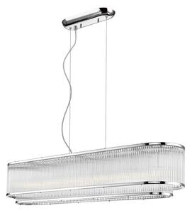 Impex Antigua 7 Light Tiered Oblong Ceiling Pendant Light In Polished Chrome Finish