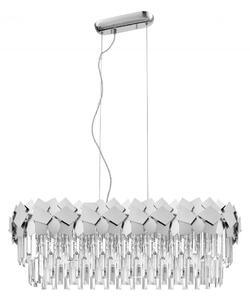 Impex Celine 6 Light Crystal Oblong Ceiling Pendant Light In Polished Chrome Finish