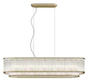 Impex Antigua 7 Light Tiered Oblong Ceiling Pendant Light In Matt Gold Finish