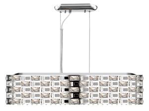 Impex Lola 6 Light Crystal Oblong Ceiling Pendant Light in Polished Chrome Finish