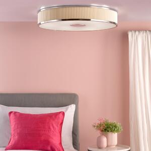 Dar Lighting Alvaro 6 Light Flush Ceiling Light In Polished Chrome With Ivory Shade