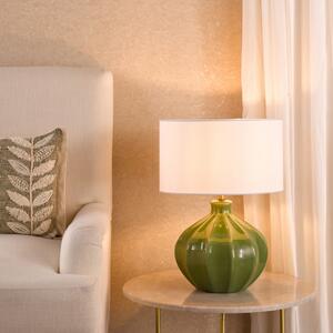 Dar Lighting Amrita Ceramic Table Lamp Base In Green And Antique Brass