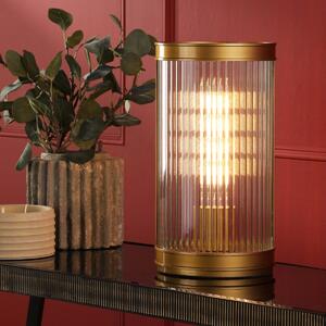 Dar Lighting Bianka Table Lamp In Bronze With Ribbed Glass