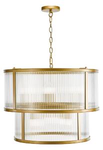 Dar Lighting Bianka 6 Light Ceiling Pendant In Bronze With Ribbed Glass