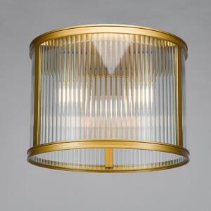 Dar Lighting Bianka 3 Light Flush Ceiling Light In Bronze With Ribbed Glass