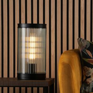 Dar Lighting Bianka Table Lamp In Matt Black With Ribbed Glass