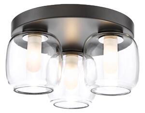 Dar Lighting Edaline Bathroom Semi Flush Ceiling Light In Matt Black With Glass Shades IP44