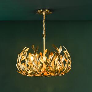 Dar Lighting Ercilia 5 Light Ceiling Pendant Light In Gold Leaf Finish