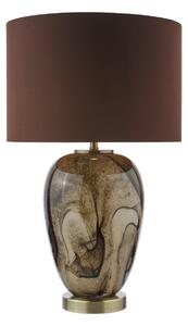 Dar Lighting Egas Brown Marble Effect Glass Table Lamp With Shade