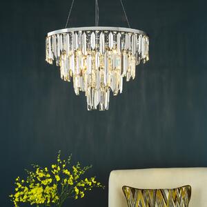 Dar Lighting Fuentes 5 Light Ceiling Pendant Light In Polished Chrome With Crystal