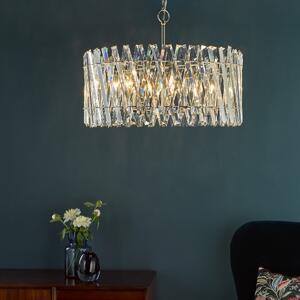 Dar Lighting Entwine 8 Light Ceiling Pendant Light In Polished Nickel With Crystal