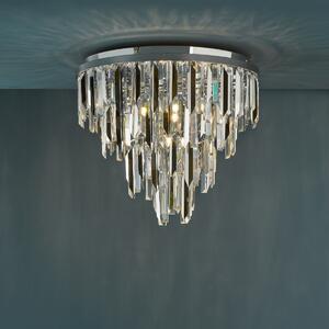 Dar Lighting Fuentes 5 Light Flush Ceiling Light In Polished Chrome With Crystal