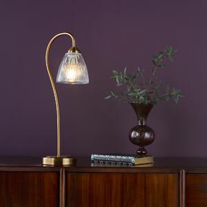 Dar Lighting Glynis Table Lamp In Antique Bronze With Ribbed Glass Shade