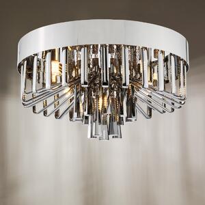Dar Lighting Olin 5 Light Flush Ceiling Light In Polished Chrome With Smoked Glass