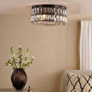Dar Lighting Relena 4 Light Flush Ceiling Light In Matt Black With Crystal