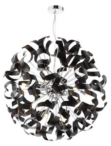 Dar Lighting Swash 12 Light Ceiling Pendant In Chrome With Black Ribbons