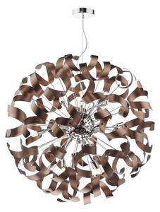 Dar Lighting Swash 12 Light Ceiling Pendant In Chrome With Copper Ribbons